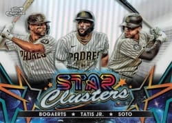 2023 Topps Cosmic Chrome Star Clusters Fernando Tatis Jr. / Juan Soto / Xander Bogaerts #SC-7 card