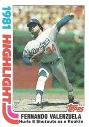 1982 Topps Base Set Fernando Valenzuela #6 card