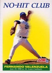 1991 Score Base Set Fernando Valenzuela #703 card