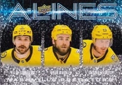 2024-25 Upper Deck A-Lines Filip Forsberg / Ryan O'Reilly / Gustav Nyquist #AL-17 card