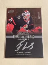 2021-22 SPx UD Black Lustrous Rookie Signatures Filip Gustavsson #LRS-FG card