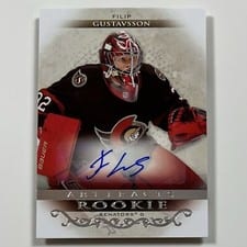 2021-22 Upper Deck Artifacts Autograph Silver Parallel - Roman Numeral Rookies Filip Gustavsson #XVII card