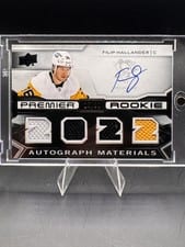 2022-23 Upper Deck Premier 2022 Premier Rookie Autograph Jersey Filip Hallander #PRA-FH card