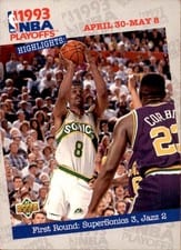 1993-94 Upper Deck Base Set First Round: SuperSonics 3, Jazz 2 #185 card