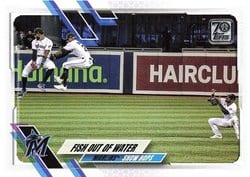 2021 Topps Base Set Fish Out of Water (Lewis Brinson / Starling Marte) #530 card