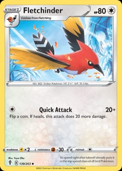 Evolving Skies Fletchinder #139 card