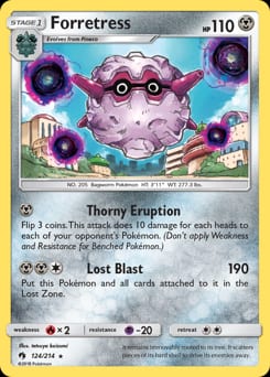 2018 Lost Thunder Forretress #124 card