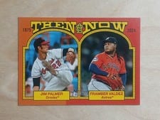 2024 Topps Heritage Then And Now Framber Valdez / Jim Palmer #TAN-15 card