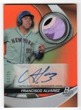 2022 Bowman Platinum Pieces Autograph Relics Francisco Alvarez #PPAR-FA card