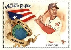 2018 Topps Allen & Ginter World Talent Francisco Lindor #WT-35 card