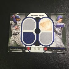 2024 Topps Museum Collection Dual Player Primary Pieces Quad Relics Freddie Freeman / Mookie Betts #DPQR-BEF card
