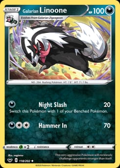 Sword & Shield Galarian Linoone #118 card