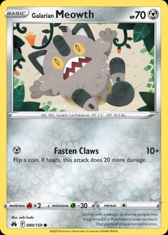 Crown Zenith Galarian Meowth #84 card
