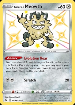 Shining Fates Shiny Vault Galarian Meowth #SV086 card