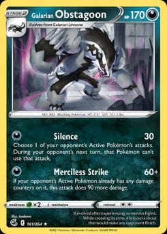 Fusion Strike Galarian Obstagoon #161 card