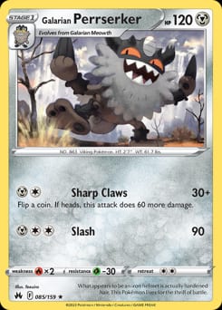 Crown Zenith Galarian Perrserker #85 card