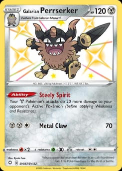 Shining Fates Shiny Vault Galarian Perrserker #SV087 card