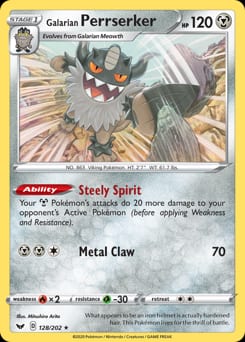 2020 Sword & Shield Galarian Perrserker #128 card