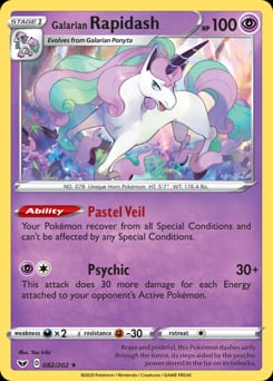 2020 Sword & Shield Galarian Rapidash #82 card