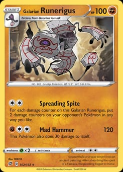 Rebel Clash Galarian Runerigus #102 card