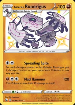 2021 Shining Fates Shiny Vault Galarian Runerigus #SV066 card