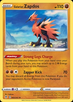 Evolving Skies Galarian Zapdos #82 card