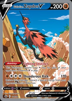 Chilling Reign Galarian Zapdos V #174 card