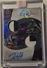 2022 Panini Spectra Dual Patch Autographs Garrett Wilson / Breece Hall #DPA-NYJ card