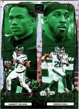 2024 Donruss Production Line Garrett Wilson / Breece Hall #18 card