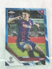 2021 Topps Chrome UEFA Champions League Gavi Blue Refractor #25 card