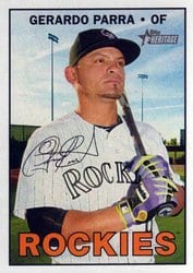 2016 Topps Heritage Base Set Gerardo Parra #625 card