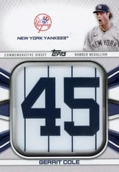 2022 Topps Player Number Jersey Medallions Gerrit Cole #JNM-GC card