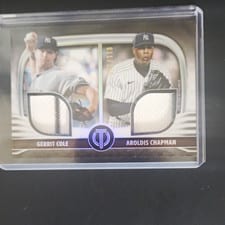 2022 Topps Tribute Dual Player Relics Gerrit Cole / Aroldis Chapman #DR2-CC card