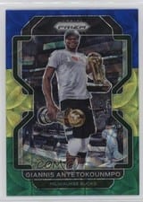 2021 Panini Prizm Giannis Antetokounmpo Blue Yellow Green Choice Prizm #1 card