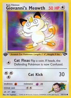 Gym Challenge Giovanni's Meowth #74 card