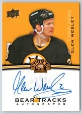2023-24 Upper Deck Boston Bruins Centennial Bear Tracks Autographs Glen Wesley #BT-GW card