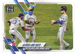 2021 Topps Base Set Gloves Are Hats (Lourdes Gurriel Jr. / Teoscar Hernandez / Cavan Biggio) #539 card
