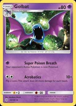 Sun & Moon Golbat #55 card