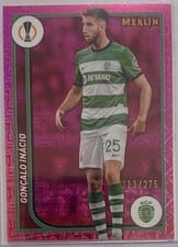 2023 Topps Merlin UEFA Goncalo Inacio Rose Gold Shimmer Refractor #135 card