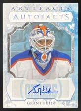 2023-24 Upper Deck Artifacts Autograph Facts Grant Fuhr #AF-GF card