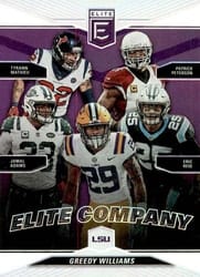 2019 Donruss Elite Elite Company Greedy Williams / Tyrann Mathieu / Patrick Peterson / Jamal Adams / Eric Reid #4 card