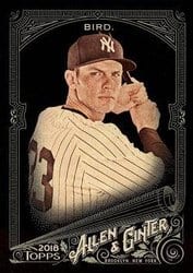 2018 Topps Allen & Ginter X Base Set Greg Bird #182 card