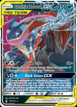 Unbroken Bonds Greninja & Zoroark-GX #107 card