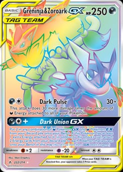 Unbroken Bonds Greninja & Zoroark-GX #222 card