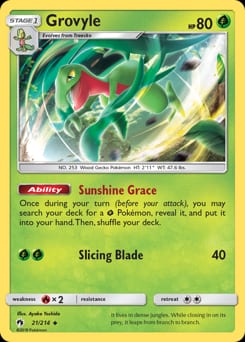 2018 Lost Thunder Grovyle #21 card