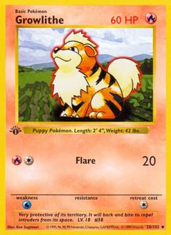 1999 Base Growlithe #28 card