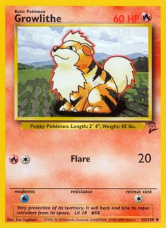 2000 Base Set 2 Growlithe #42 card
