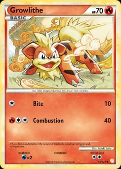 2010 HeartGold & SoulSilver Growlithe #65 card
