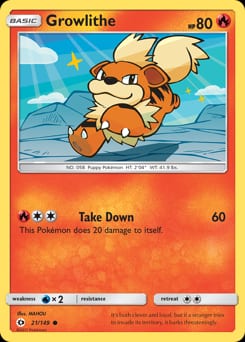 2017 Sun & Moon Growlithe #21 card