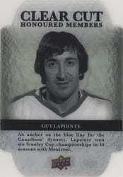 2022-23 Upper Deck Clear Cut Honoured Members Guy Lapointe #HOF-115 card